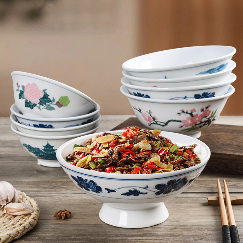 中式仿古川菜餐具湘菜馆特色小炒肉碗吃饭碗饭店商用创意高脚碗