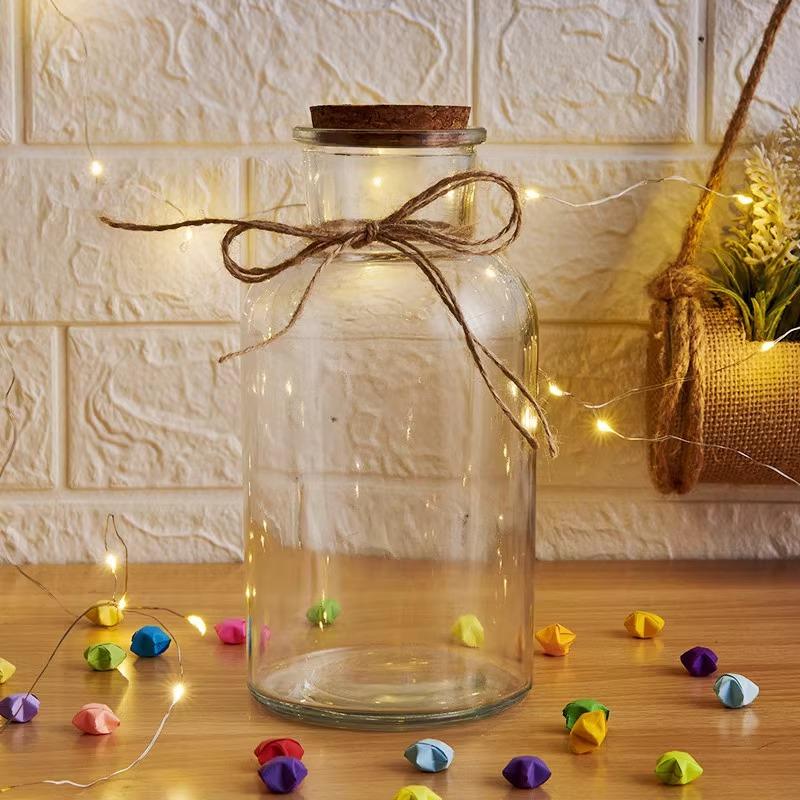 幸运星星木塞许愿玻璃瓶罐摆件解忧急救瓶漂流瓶diy折纸新年礼物