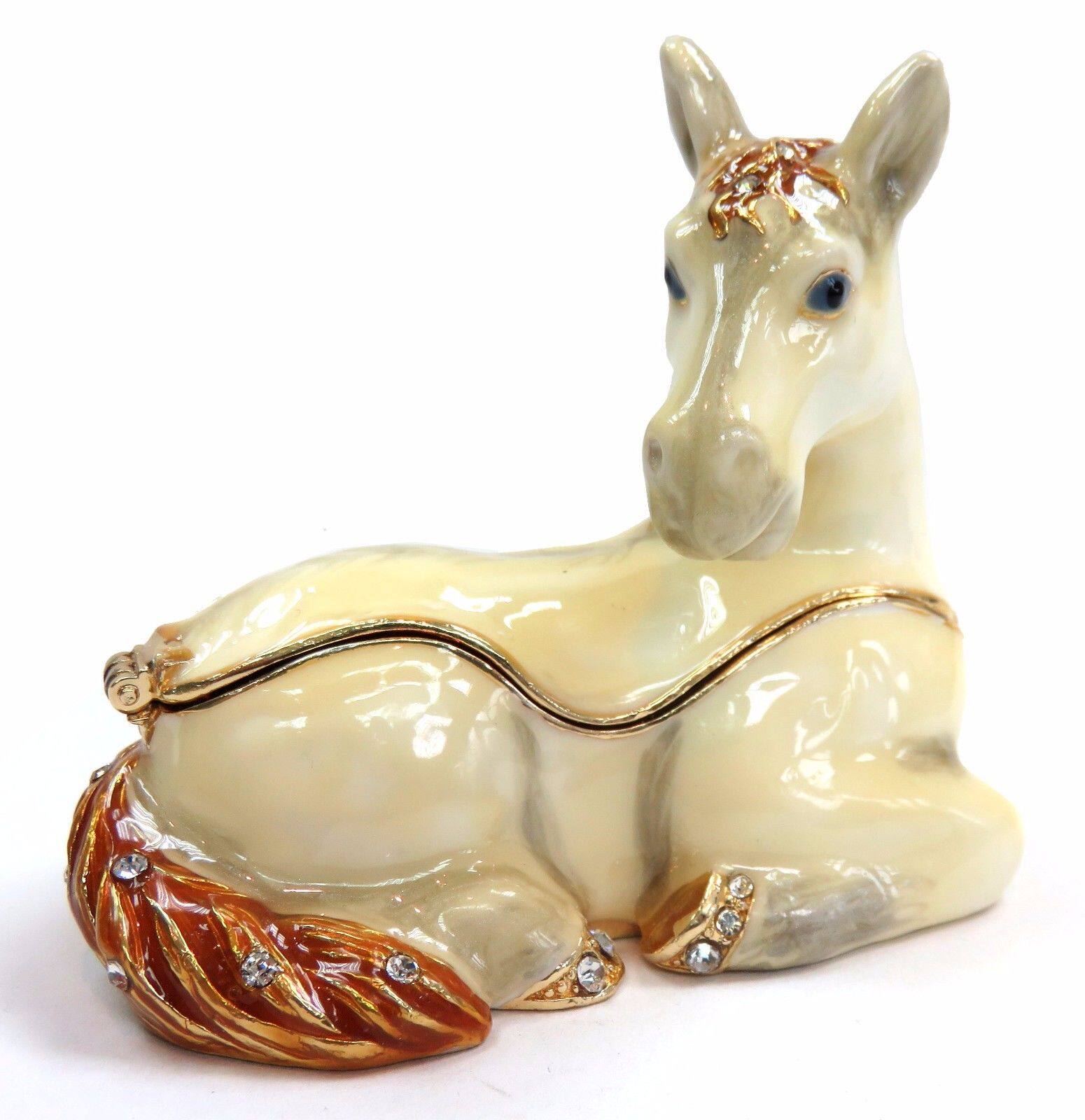 代购马饰品盒子水晶马与水晶珠宝盒白金基调首饰摆件可爱个性装饰