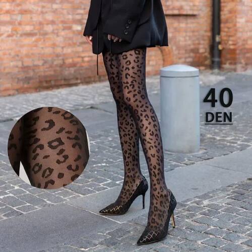 Leopard Print Sexy Pantyhose Women's Retro Print Pantyhose B