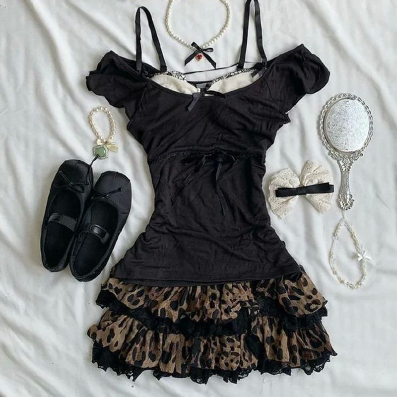 American Retro Harajuku Casual Y2K Crop Top High Street Off-