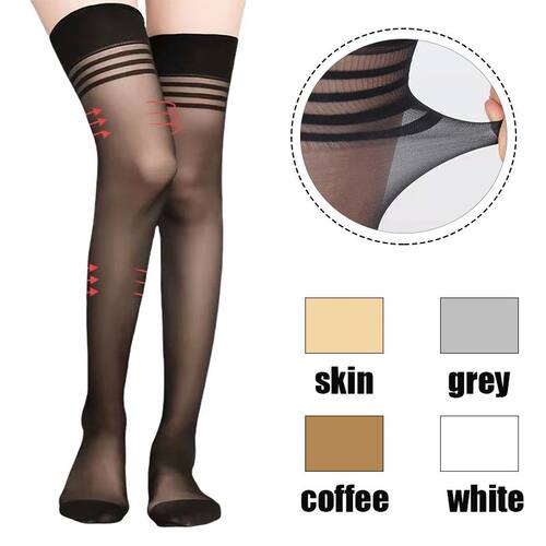 Women Stockings Ultra Thin Sexy Breathable Striped Over The