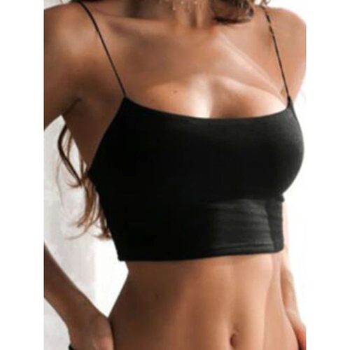 Sexy Tank Top Black Halter Crop Tops Women Summer Camis Back