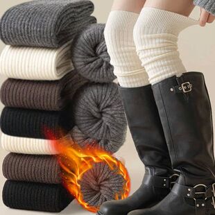 1-2pairs White Long Tube Knee High Socks for Women Autumn an