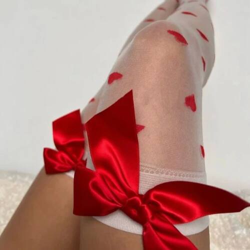 Popular Women Stockings Red Bowknot Sexy Lingerie Bride Wife