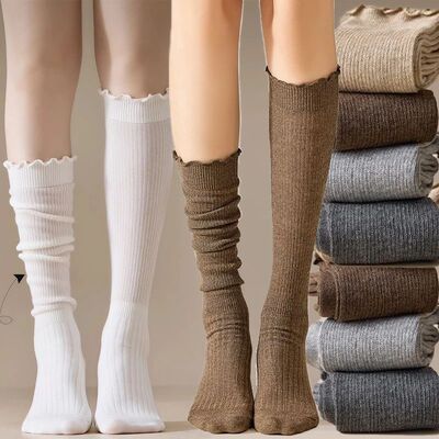 Harajuku Lolita Ruffles Stockings Women Knitted Over Knee Lo