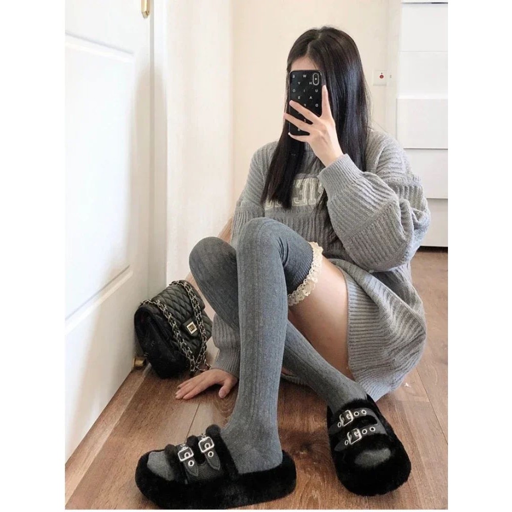 Sexy Lace Up Long Knee Socks Women Over Knee Thigh High Stoc