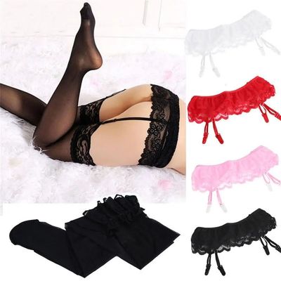 Womens Sexy Lace Top Thigh-Highs Stockings Socks With Suspen