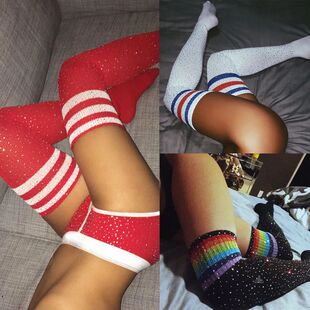 Glitter Rhinestone Thi Crystal High Long Stockings