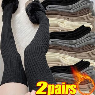 Women's Knee High Socks Paired with Boots Black White Pure C