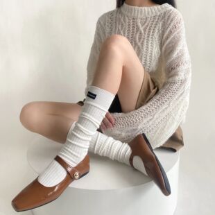 Socks Cotton Solid Long Autumn Winter Women Color Stockings