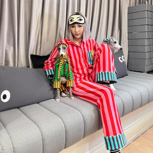 Autumn And Winter Design Sense Pajamas Women's Striped Niche