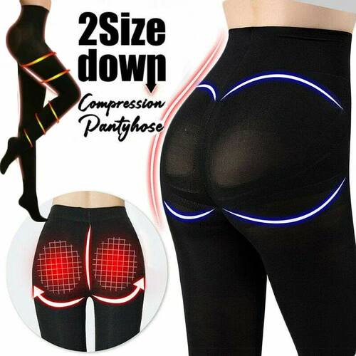 2 Size Down Compression Pantyhose Women Tights Lift Up Butto