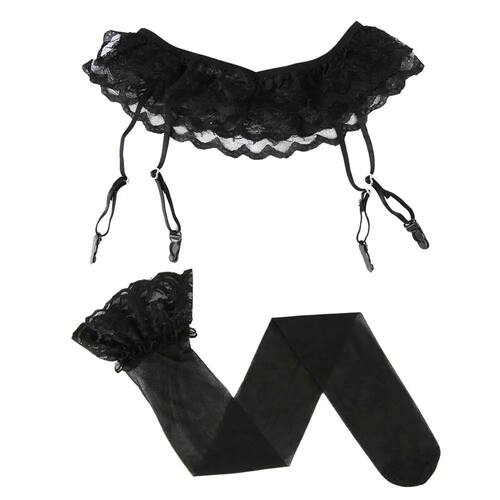 1 Set Sexy Women Lace Garter Top Stockings Socks and Suspend