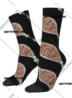 Custom Woman Face Zip Men's Crew Socks Unisex Fun 3D Printin