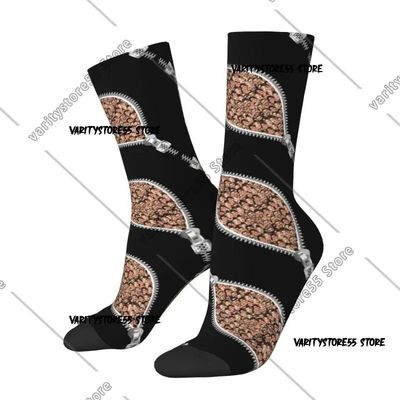 Custom Woman Face Zip Men's Crew Socks Unisex Fun 3D Printin