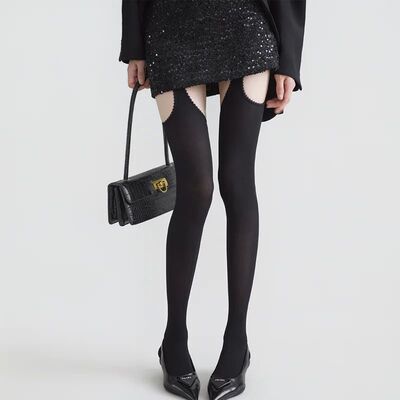 Women Sexy Stockings With Belt Suspender Wide-Banded Tights