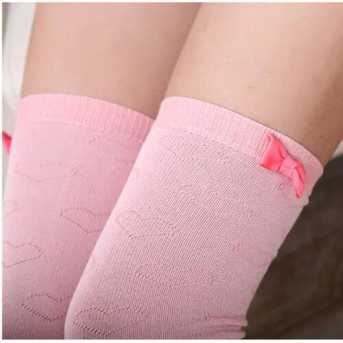 Pink Bow Patchwork School Female Knee Socks Embroidery Women