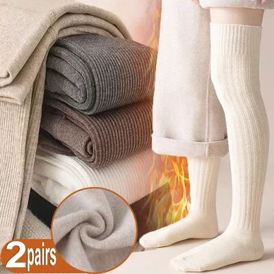 1/2pairs Women Wool Cashmere Long Socks Stockings Autumn Win