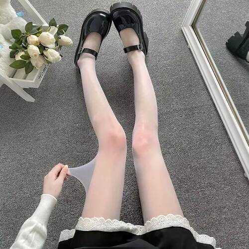 Pantyhose Woman Spring/Autumn Thin Black White Solid Color S