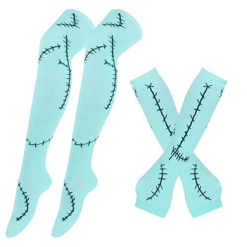 Womens Sally Thigh High Stockings mittens Arm Sleeve Gloves