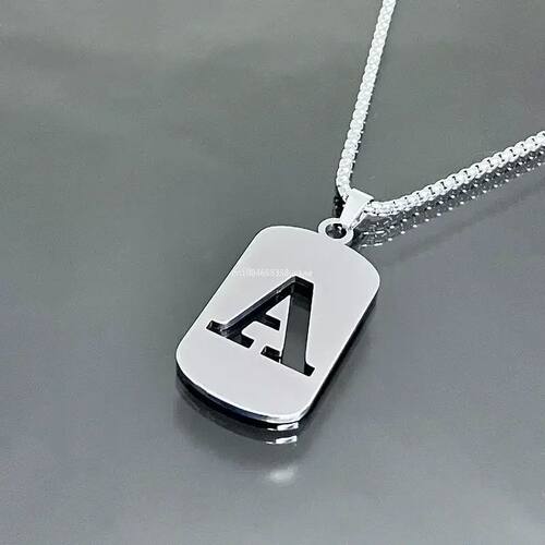 Fashion Punk A-Z Initial Tag Letter Stainless Steel Pendant