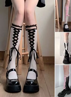 Women Girl Lolita Knee-high Lace Stockings Gothic Black Lace