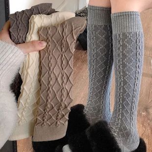 Winter Warm Long Socks for Women Solid Color Thick Autumn Ca
