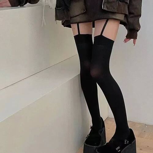 Women Suspender Wide-banded Velvet Tights Lolita Thin Thigh