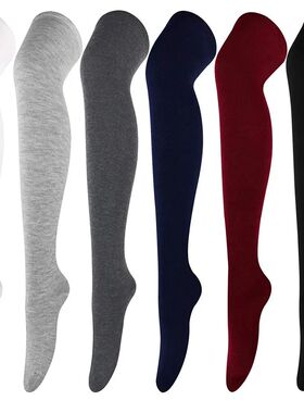 Women Solid Colors Stockings Long Over Knee High Socks Dance