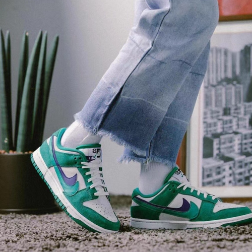 NikeDunkLow白绿蓝双层钩板鞋