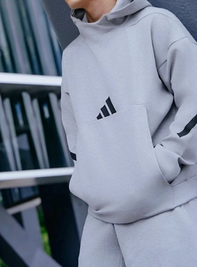 ADIDAS阿迪达男女ZNE针织高领长袖卫衣连帽宽松套头衫 JE3071