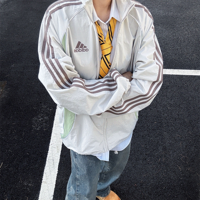 ADIDAS阿迪达斯男子复古拼接撞色宽松运动外套夹克 KE5846