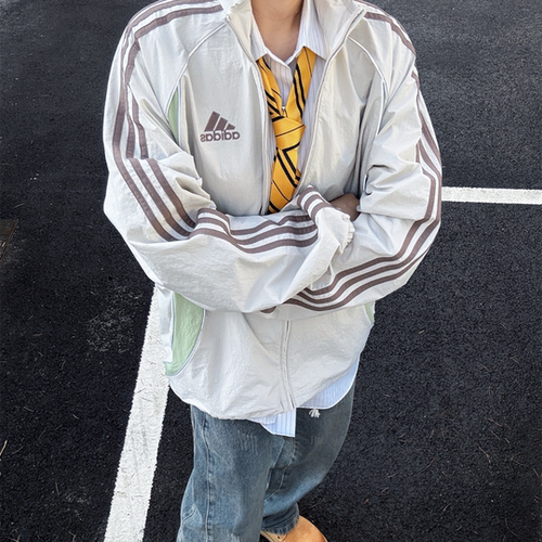 ADIDAS阿迪达斯男子复古拼接撞色宽松运动外套夹克 KE5846