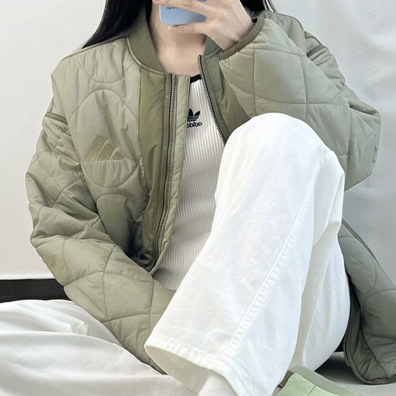 Adidas/阿迪达斯新款男士保暖拼接绗缝休闲运动棉服棉衣 JG5936