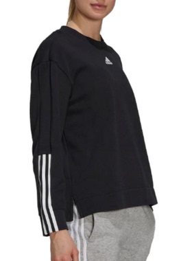 Adidas阿迪达斯女子卫衣三条杠针织运动休闲套头衫H10237 GS1348