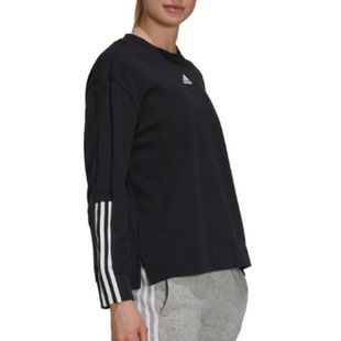 Adidas阿迪达斯女子卫衣三条杠针织运动休闲套头衫 GS1348 H10237