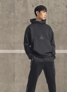 ADIDAS阿迪达男女ZNE针织高领长袖卫衣连帽宽松套头衫 JE7537