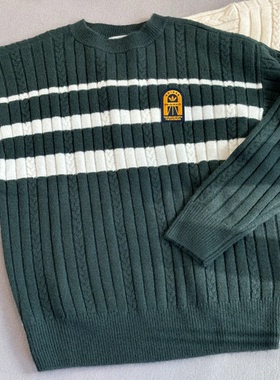 Adidas阿迪达斯情侣款复古学院风休闲运动长袖针织套头毛衣JC6849