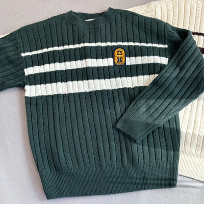 Adidas阿迪达斯情侣款复古学院风休闲运动长袖针织套头毛衣JC6849