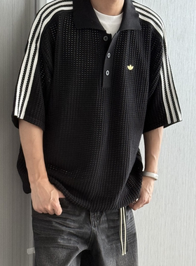 阿迪达斯三叶草男运动休闲镂空网眼POLO衫短袖T恤 KF0403 KE5815