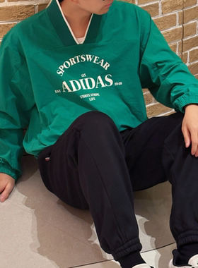 Adidas阿迪达斯男卫衣春季新款运动时尚透气宽松V领套头衫 JE3668