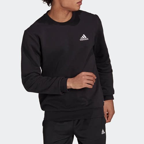 Adidas阿迪达斯加绒保暖圆领卫衣男士休闲纯色宽松运动T恤GV5295