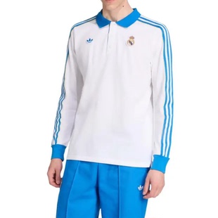 运动休闲长袖 皇马足球文化衫 T恤JN3065 POLO衫 阿迪达斯三叶草男装