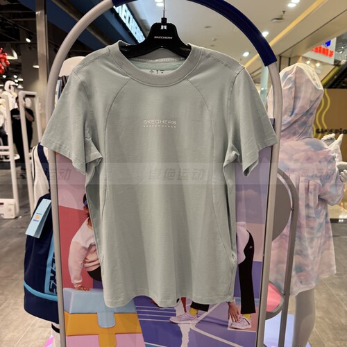 Skechers斯凯奇25新款夏季女士舒适休闲透气圆领短袖T恤P325W075