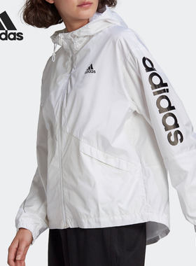 ADIDAS阿迪达斯外套女梭织薄款防风衣宽松连帽运动服夹克 GL0647