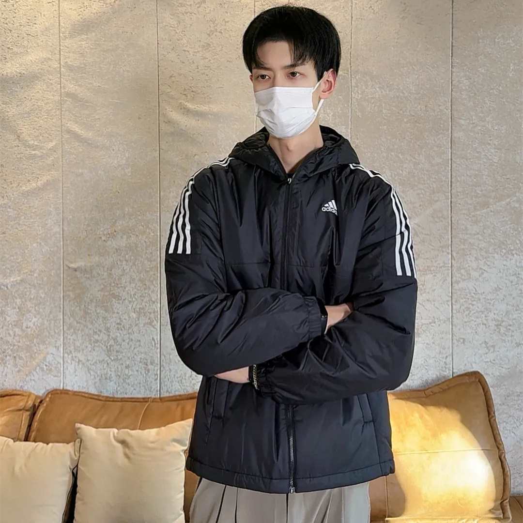 秋冬防风连帽棉服外套男子