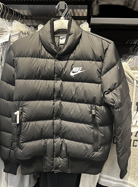 NIKE耐克男子运动休闲保暖短款夹克黑色外套排骨羽绒服IB4499-010