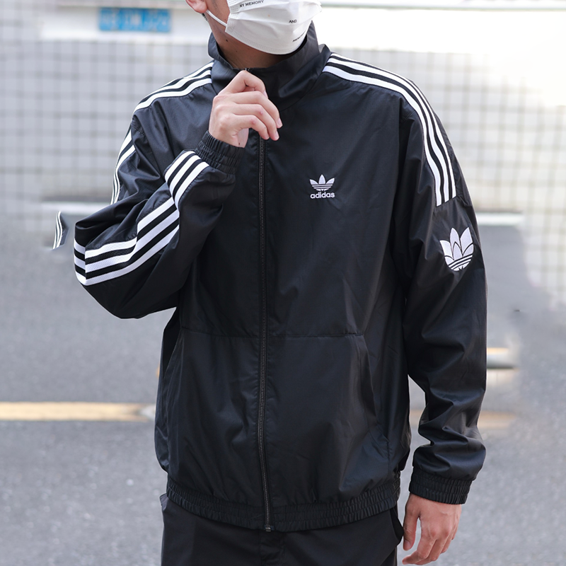 阿迪达斯三叶草男女立领复古三条纹梭织宽松运动外套夹克JM2716