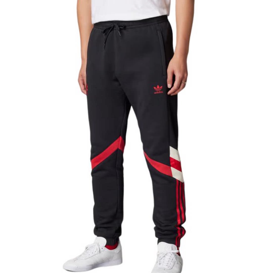 阿迪达斯三叶草男士裤子针织曼联足球运动拼接束脚长裤 IS6520